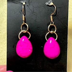 Vibrant Pink Teardrop Earrings